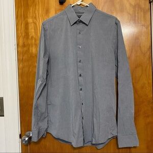 Express 1MX Grey Button Down Shirt, Modern Fit
